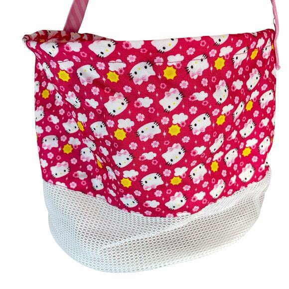 Hello Kitty Shell Collecting Bag Mesh Tote Pink Kawaii Beach Coastal Vacation - Picture 4 of 6